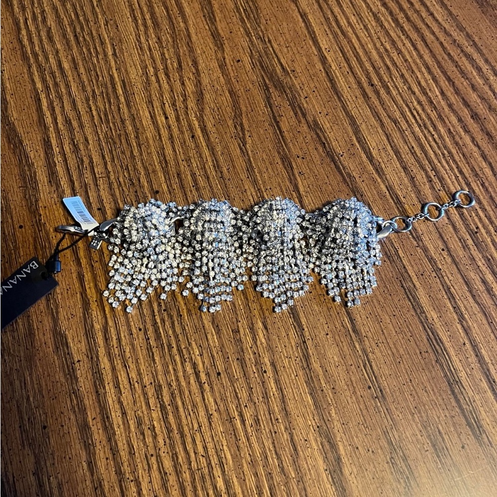 Banana Republic Silver Crystal Fringe Bracelet